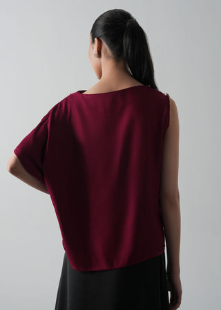 Asymmetric Draped Top with Buttons- WS26-117
