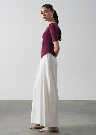 Asymmetrical Neckline Slim Fit Top- WS26-109