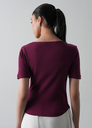 Asymmetrical Neckline Slim Fit Top- WS26-109