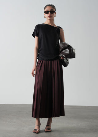 Satin Pleated Skirt- WS26-135