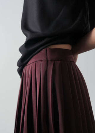 Satin Pleated Skirt- WS26-135