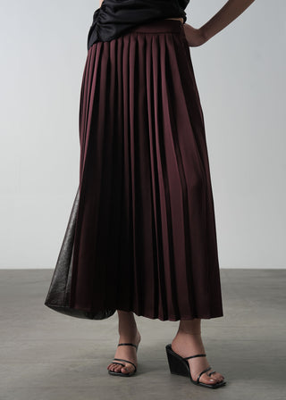 Satin Pleated Skirt- WS26-135