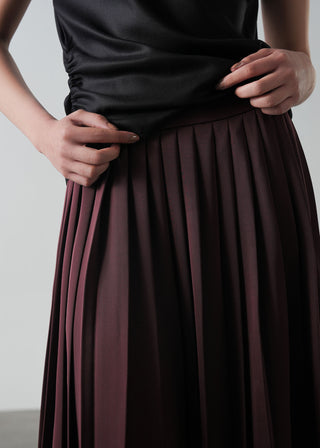 Satin Pleated Skirt- WS26-135