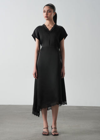 Satin Dress with Lace- WS26-151