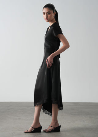 Satin Dress with Lace- WS26-151