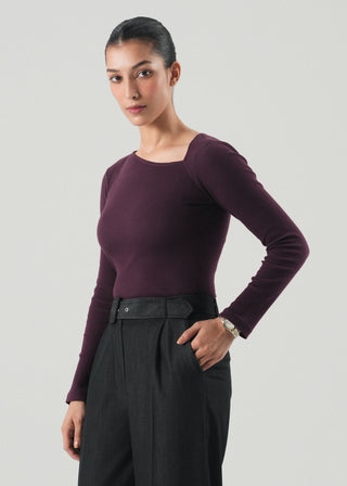 Asymmetrical Neckline Slim Fit Top - WS26-645