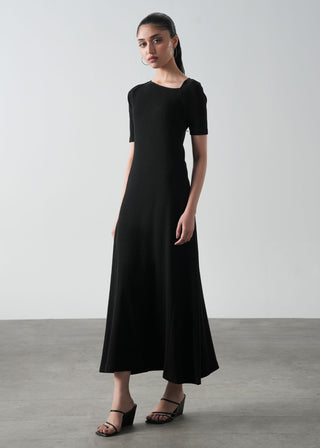Asymmetrical Neckline Flared Dress- WS26-133