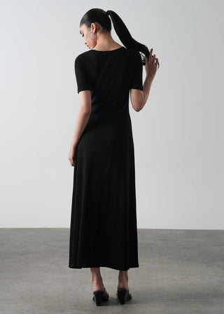 Asymmetrical Neckline Flared Dress- WS26-133