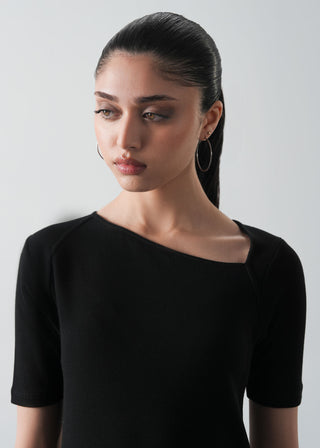 Asymmetrical Neckline Flared Dress- WS26-133