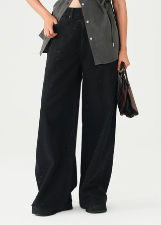 Embellished Wide-Leg Jeans- WS26-360