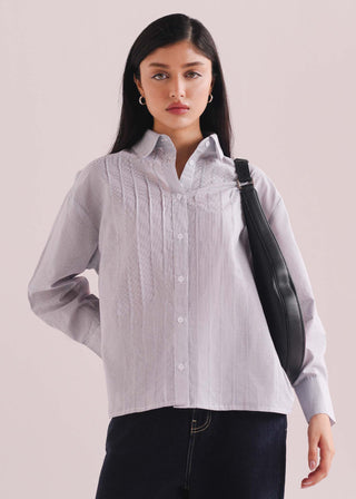 Textured Shirt with Pleats- WS26-256