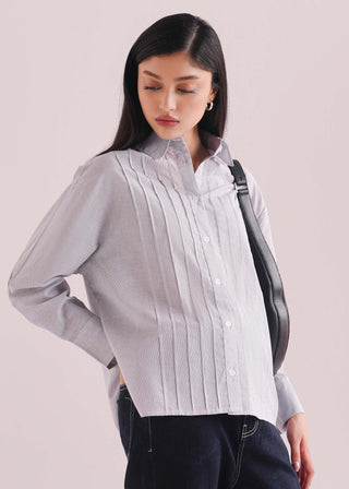 Textured Shirt with Pleats- WS26-256