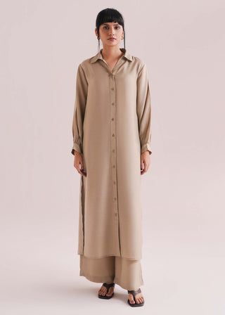 Button Down Textured Long Dress- WS26-227