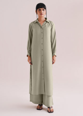 Button Down Textured Long Dress- WS26-227