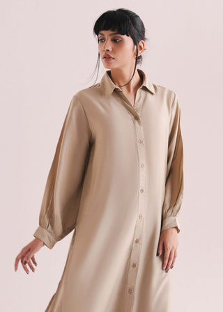 Button Down Textured Long Dress- WS26-227