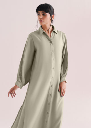 Button Down Textured Long Dress- WS26-227