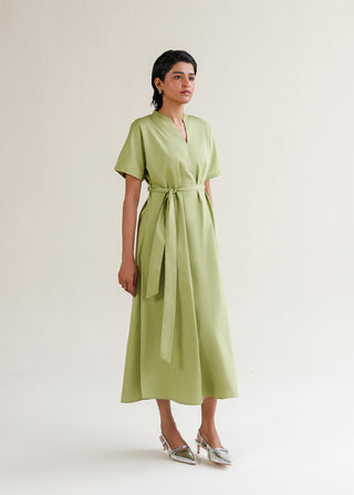 Belted V-Neck Dress