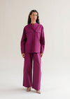 Wide-leg Linen blend Trousers- WS25-170