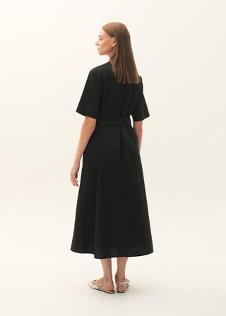 Flared Cotton Dress with Raglan Sleeves