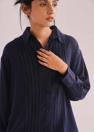 Textured Shirt with Pleats- WS26-255