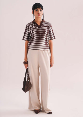 Striped Knit Polo Shirt- WS26-236