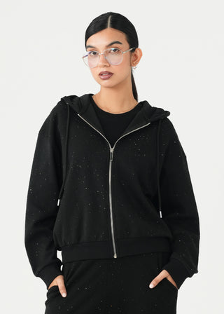 Embellished Hoodie with Metal Zip- WS26-356