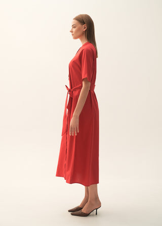 Flared Cotton Dress with Raglan Sleeves