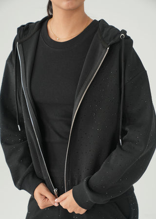 Embellished Hoodie with Metal Zip- WS26-356