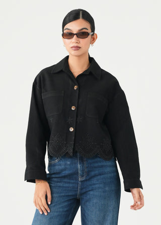 Schiffli Denim Jacket- WS26-21