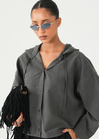 Button Down Denim Hoodie- WS26-358