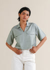 Cropped V-Neck Shirt- WS25-198