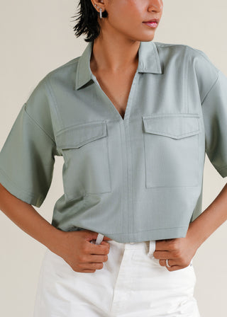 Cropped V-Neck Shirt