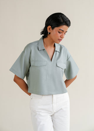 Cropped V-Neck Shirt