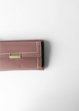 STITCHED FLAP WALLET WITH WRISTLET