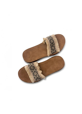 Woven Fringed Strap Flat Sandal- GS ROENARI-R26SS00153