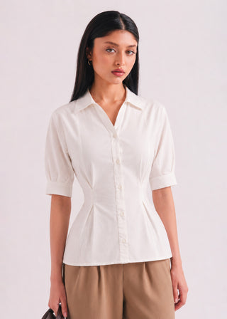 Cinched Waist Button Down Shirt- WS26-239