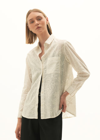 Embroidered Cotton Button-Down Shirt